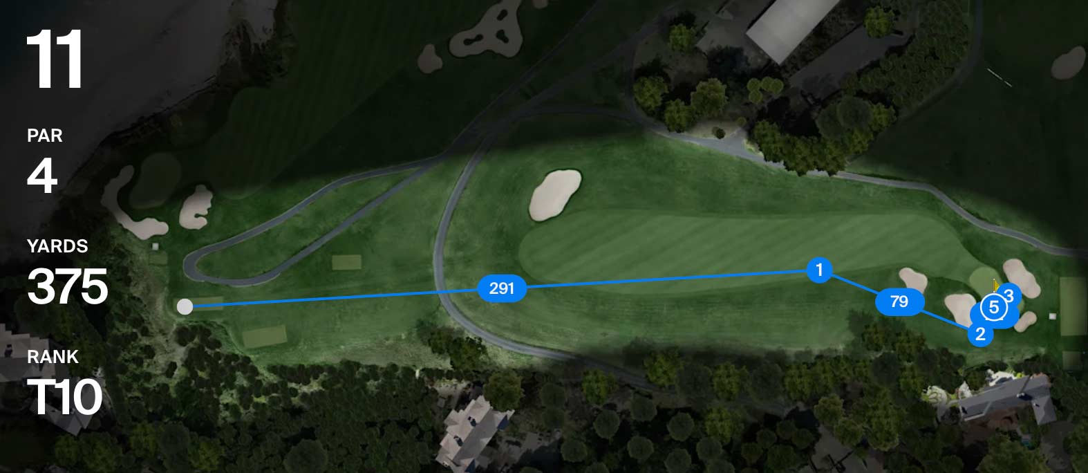 Rendering of Scottie Scheffler's shank on 11th hole at Pebble Beach via PGATour.com.