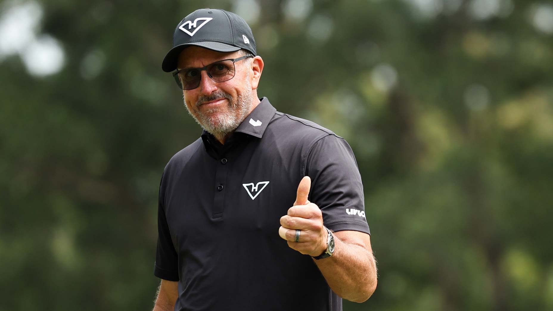 Phil Mickelson gives a thumbs up during the 2025 LIV Golf Hong Kong even at The Hong Kong Golf Club.