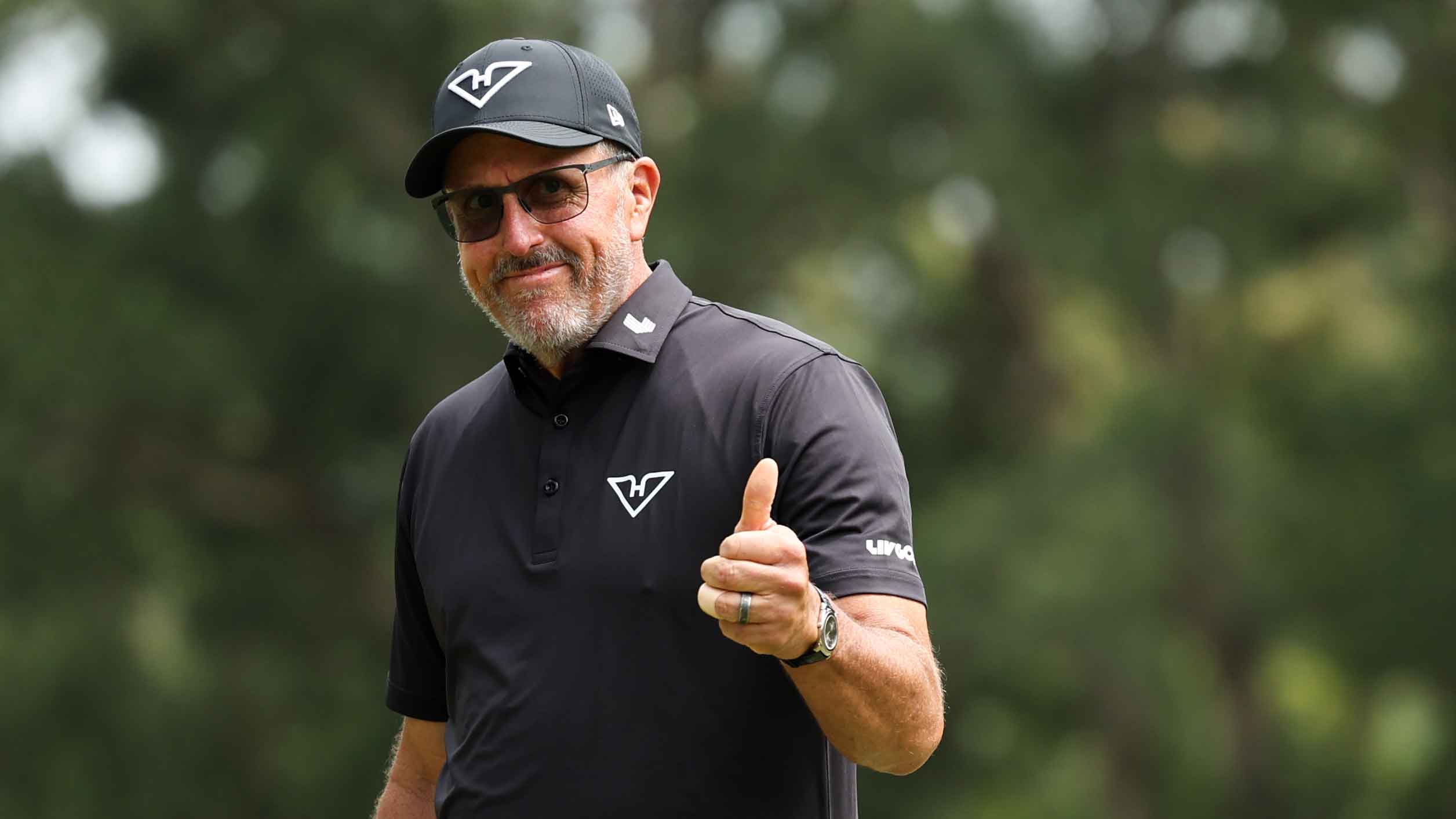 Phil Mickelson of Hyflyers GC celebrates the birdie on the 4th hole on day three of LIV Golf Hong Kong
