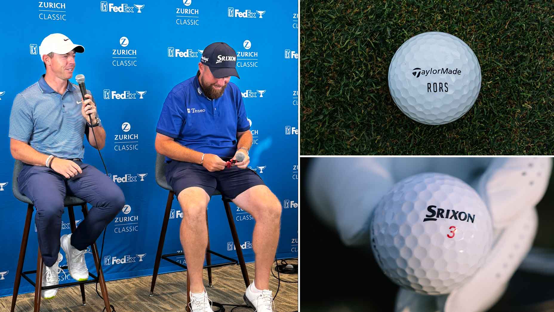 Rory McIlroy and Shane Lowry with their golf balls.