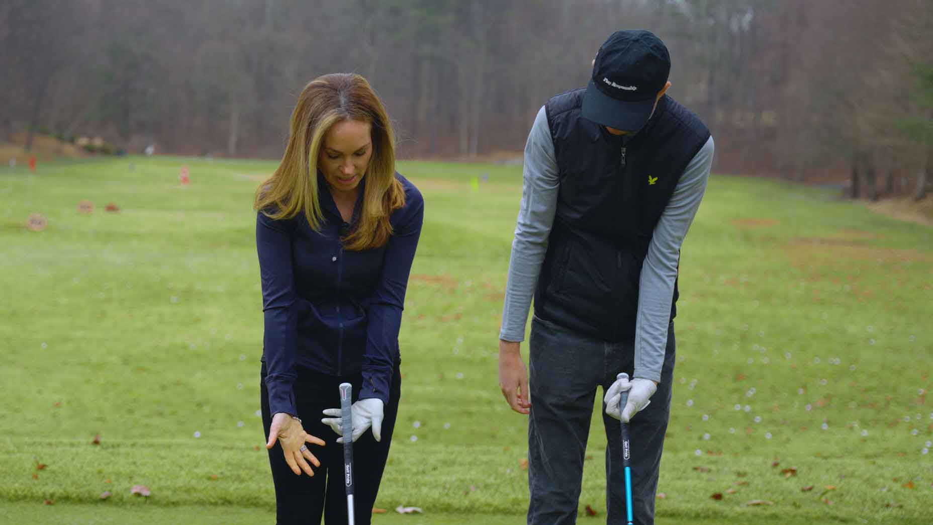 debbie doniger shows GOLF.com editor zephyr melton how to properly grip the club