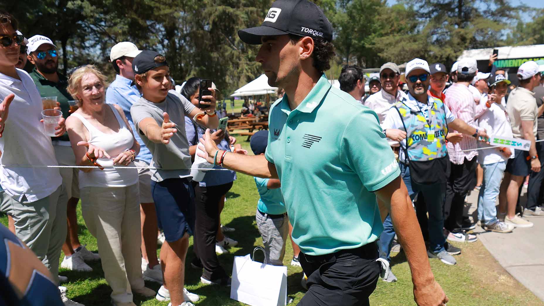 Joaquin Niemann walks to the tee box during the final round of LIV Golf Mexico City on Sunday.