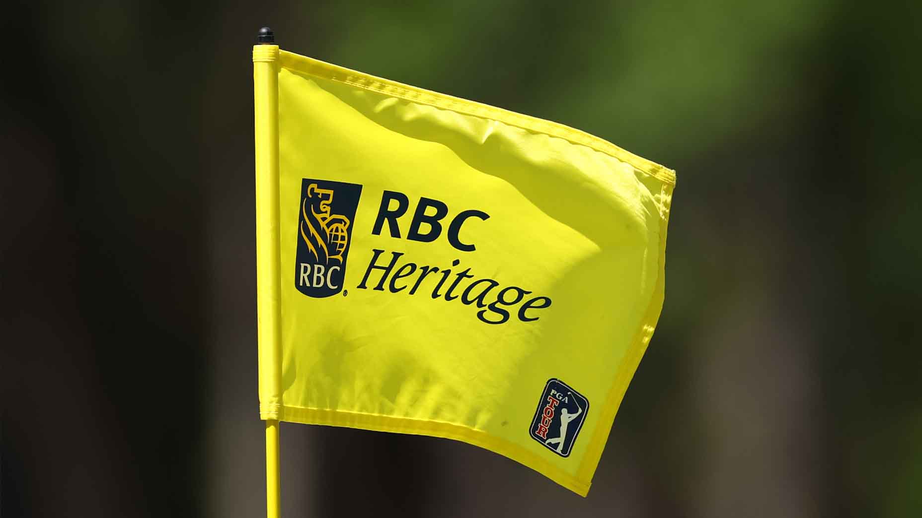 RBC Heritage flag blows in the wind at Harbour Town Golf Links.