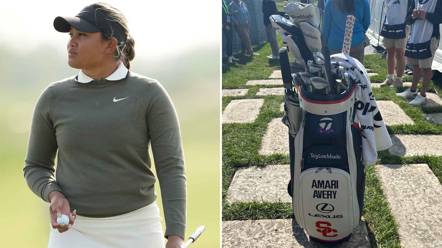 amari avery looks into distance at u.s. women's open / amari avery's golf bag