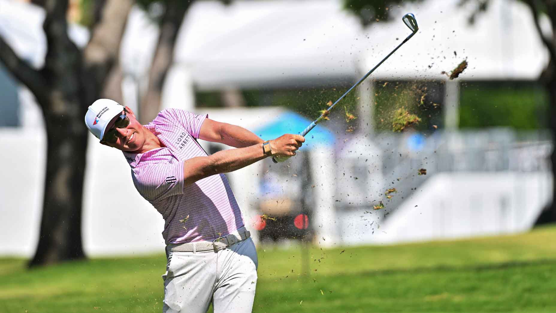 Ben Griffin hits a shot during the third round of the 2025 Charles Schwab Challenge