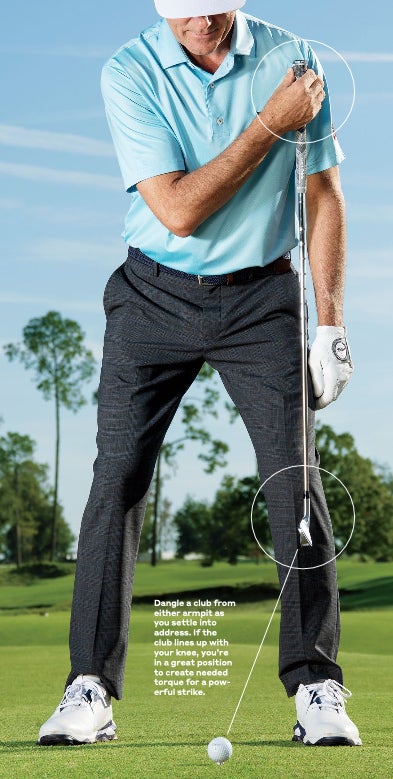 Joe Plecker takes a stance over a golf ball.