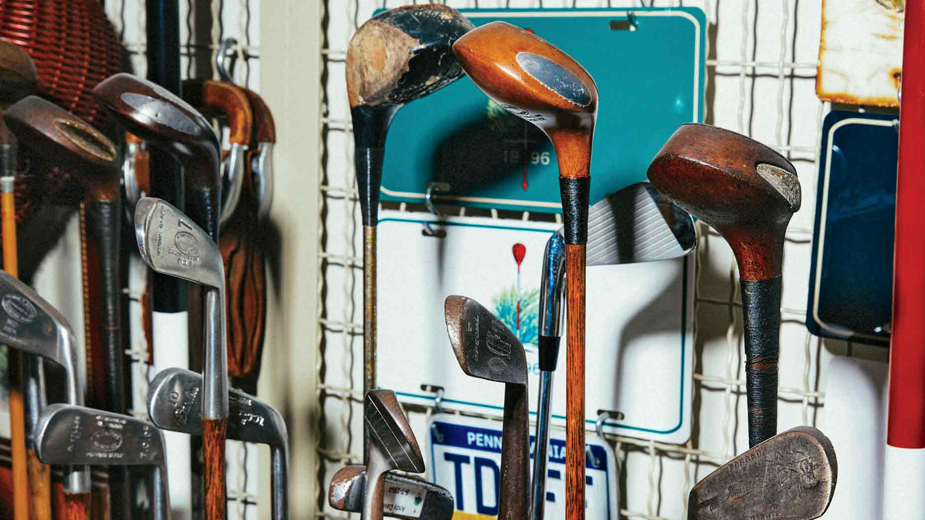 The equipment collection includes &ldquo;Merion&rdquo; named models and former head pros&rsquo; clubs.