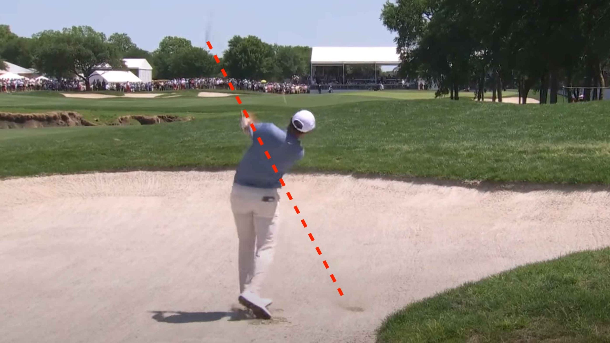 scottie scheffler bunker shot on 9th hole sunday at cj cup byron nelson