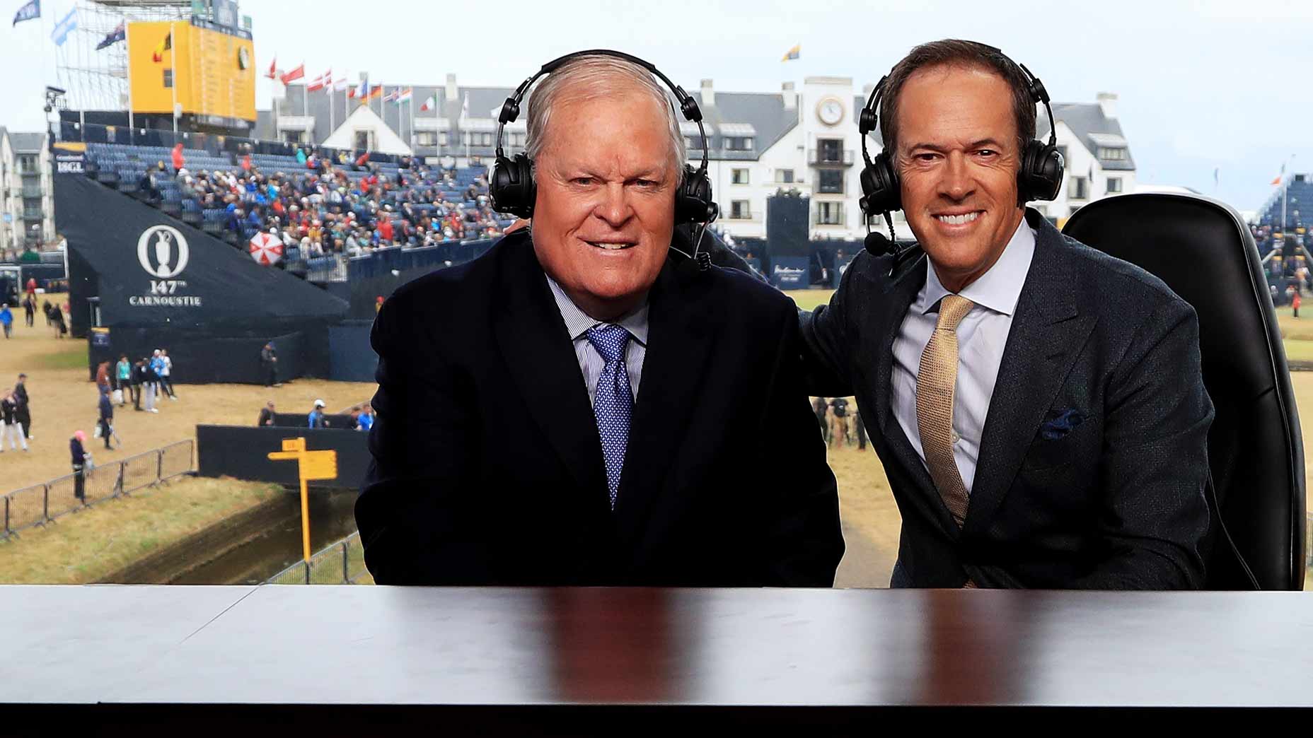 Johnny Miller and Dan Hicks at the 2018 Open.