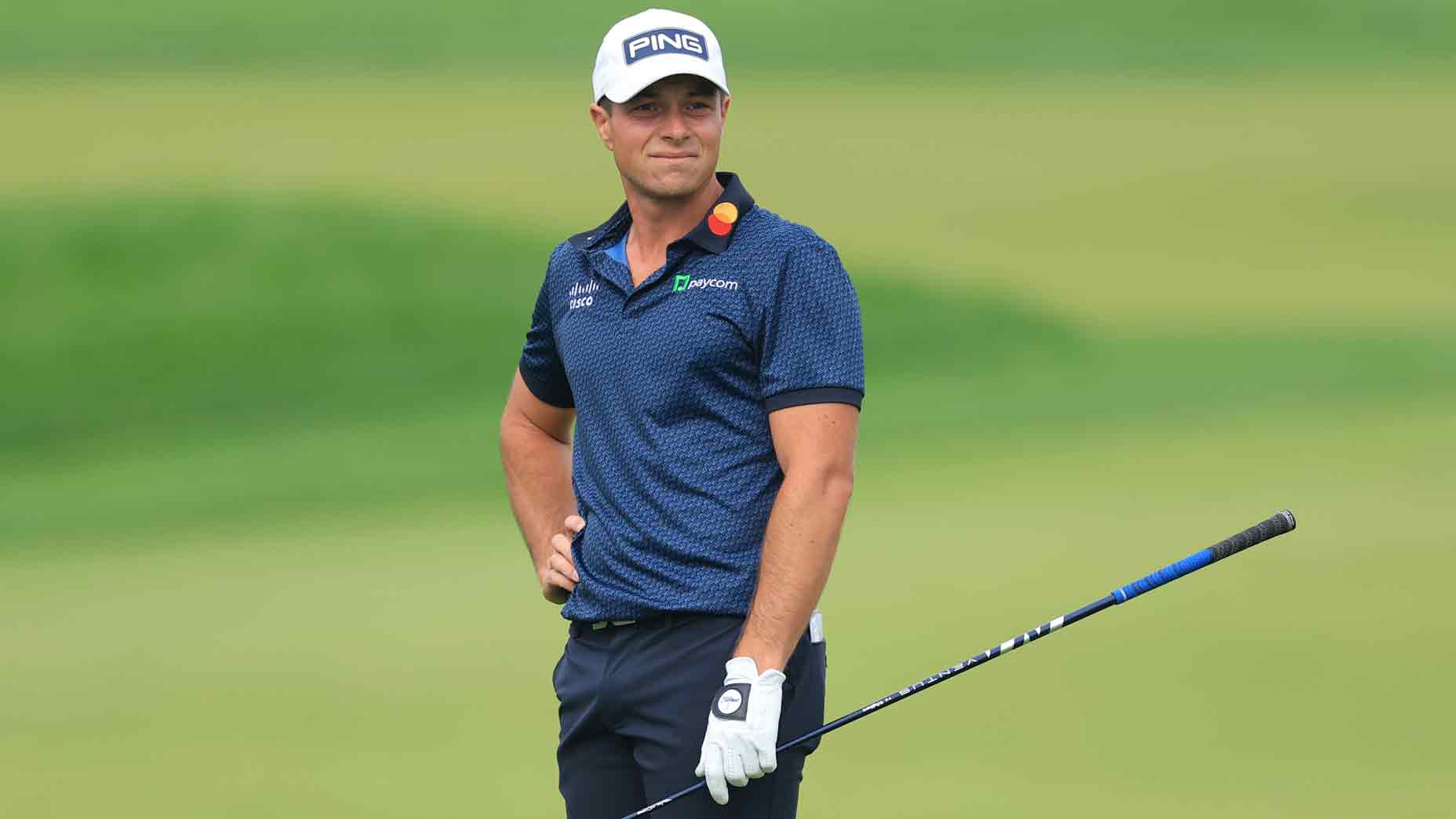 Viktor Hovland of Norway reacts on the 12th hole during the second round of the 125th U.S. OPEN at Oakmont Country Club on June 13, 2025 in Oakmont, Pennsylvania.