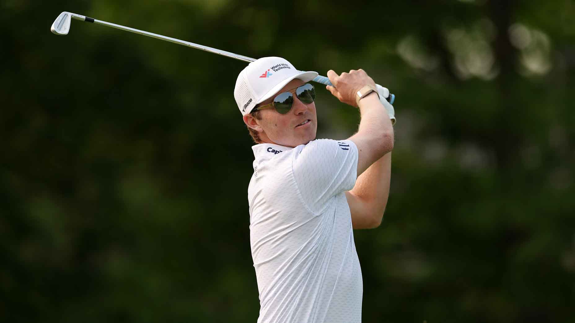 Ben Griffin hits a tee shot during the 2025 Memorial Tournament