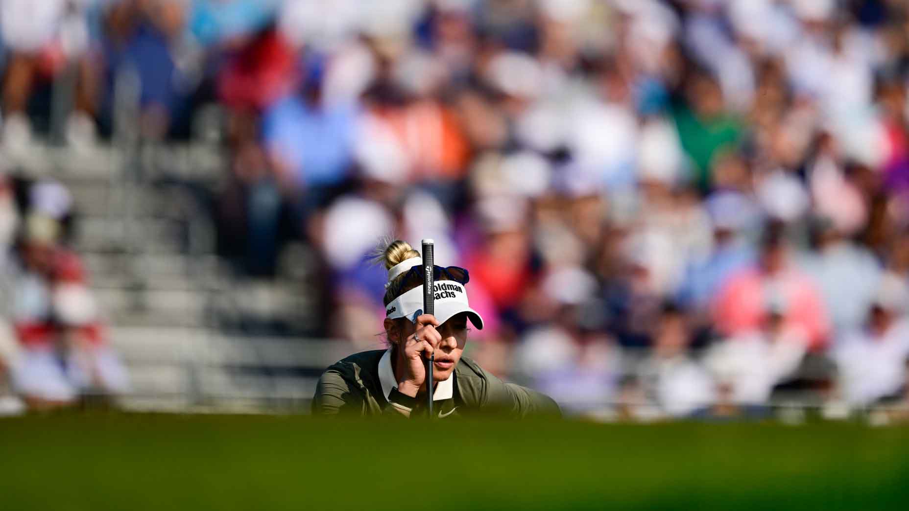 nelly korda reads putt at 2025 u.s. women's open