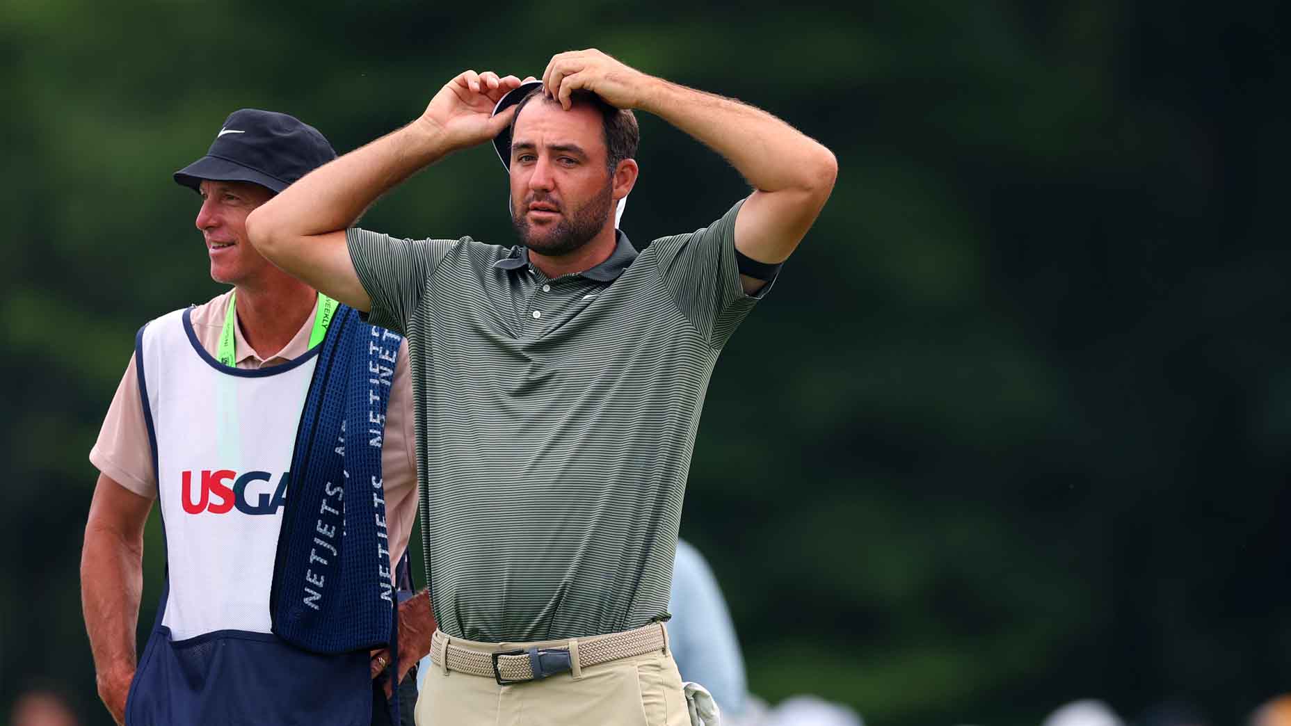 Scottie Scheffler looks on during the second round of the 2025 U.S. Open