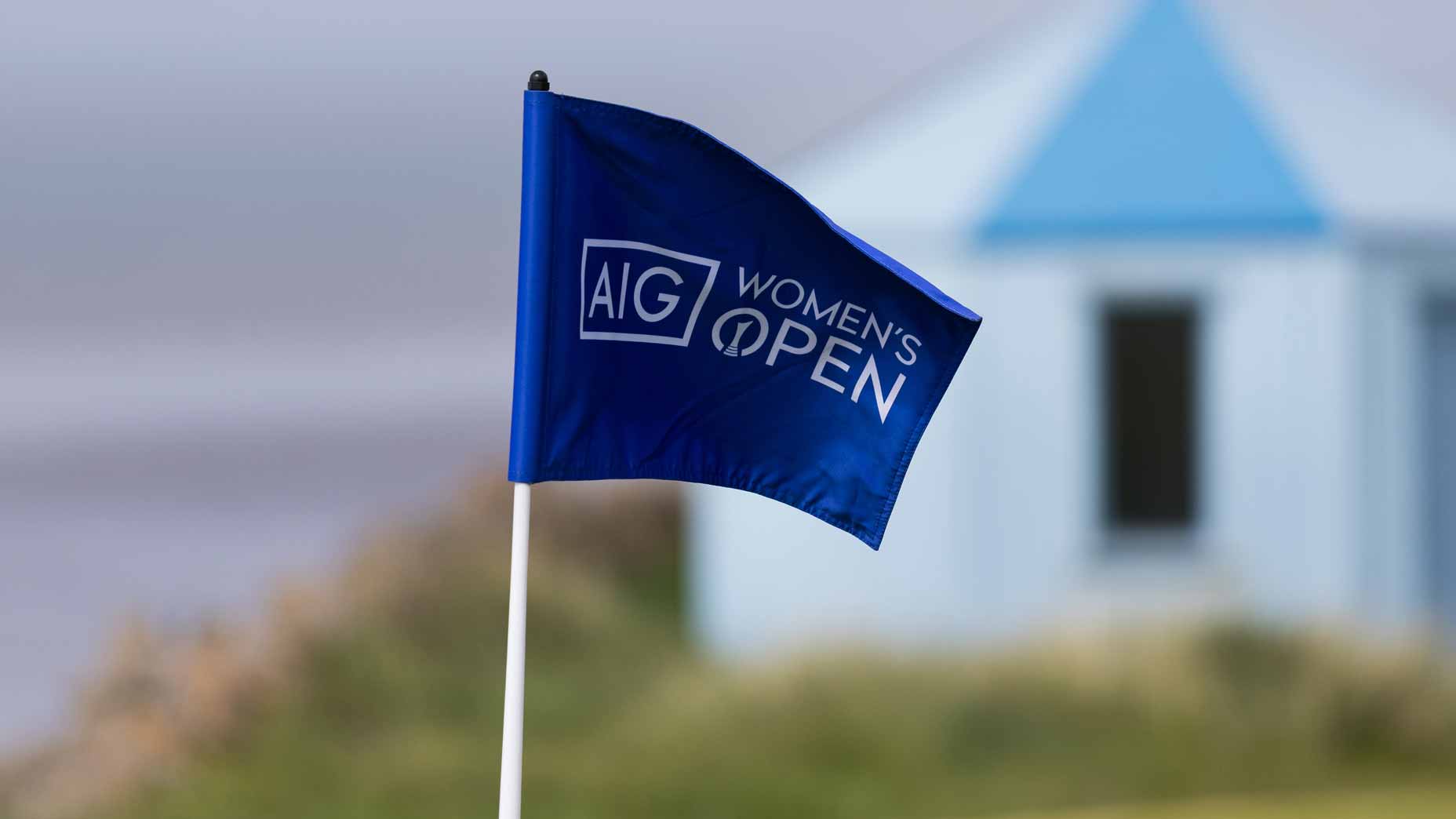 2025 AIG Women's Open flag pictured at Royal Porthcawl Golf Club.