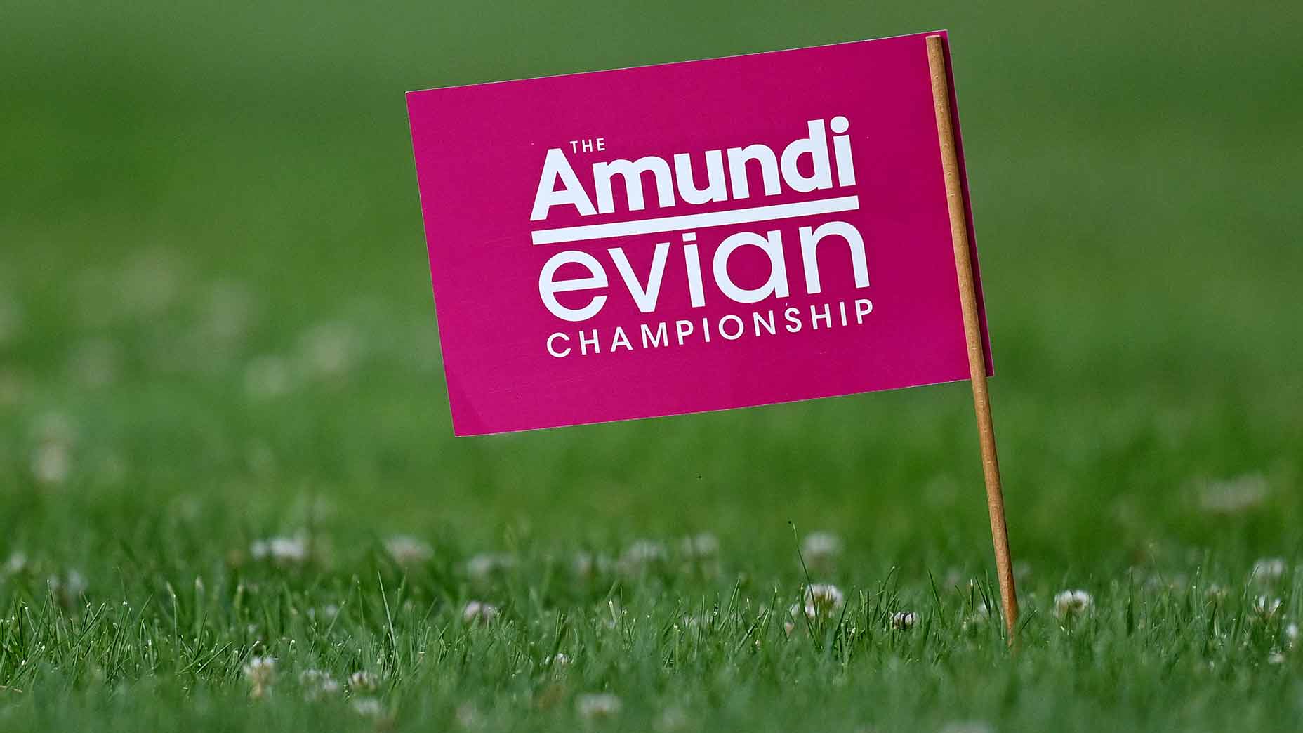 Evian Championship flag pictured during the Second Round of the Amundi Evian Championship at Evian Resort Golf Club on July 28, 2023 in Evian-les-Bains, France.