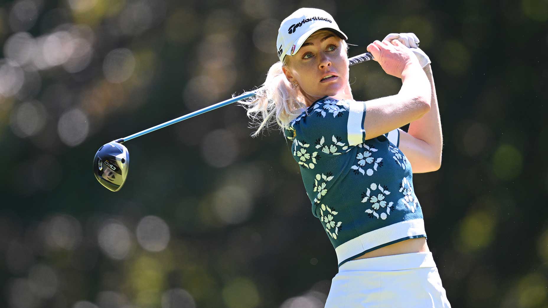Charley Hull tees off during the opening round of the Evian Championship on Thursday in Evian-les-Bains, France.