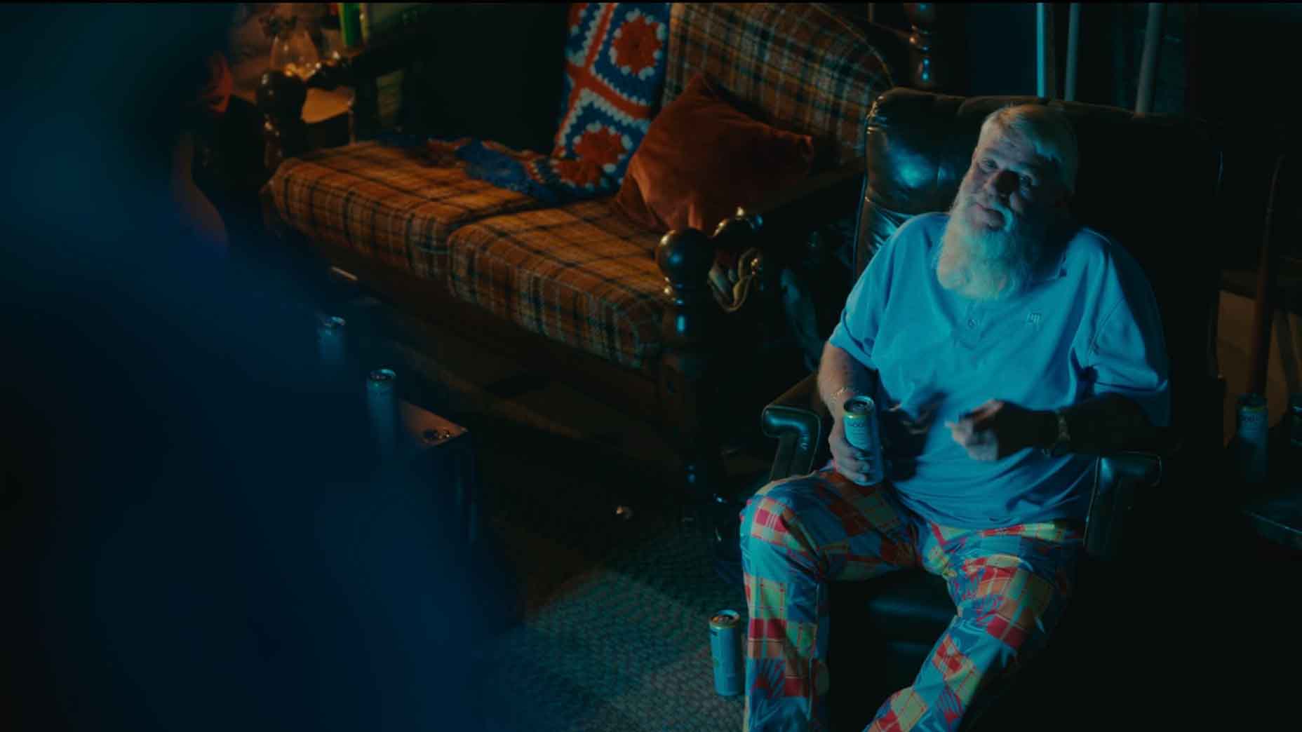 John Daly sits during a scene in Happy Gilmore 2