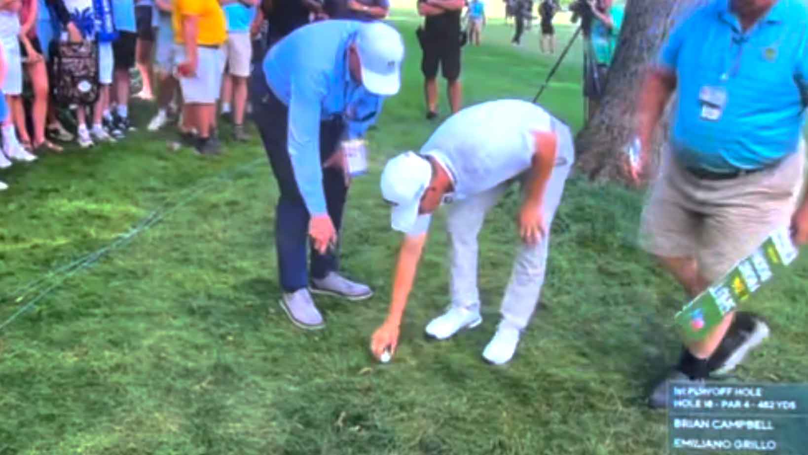 emiliano grillo taking a drop in john deere playoff
