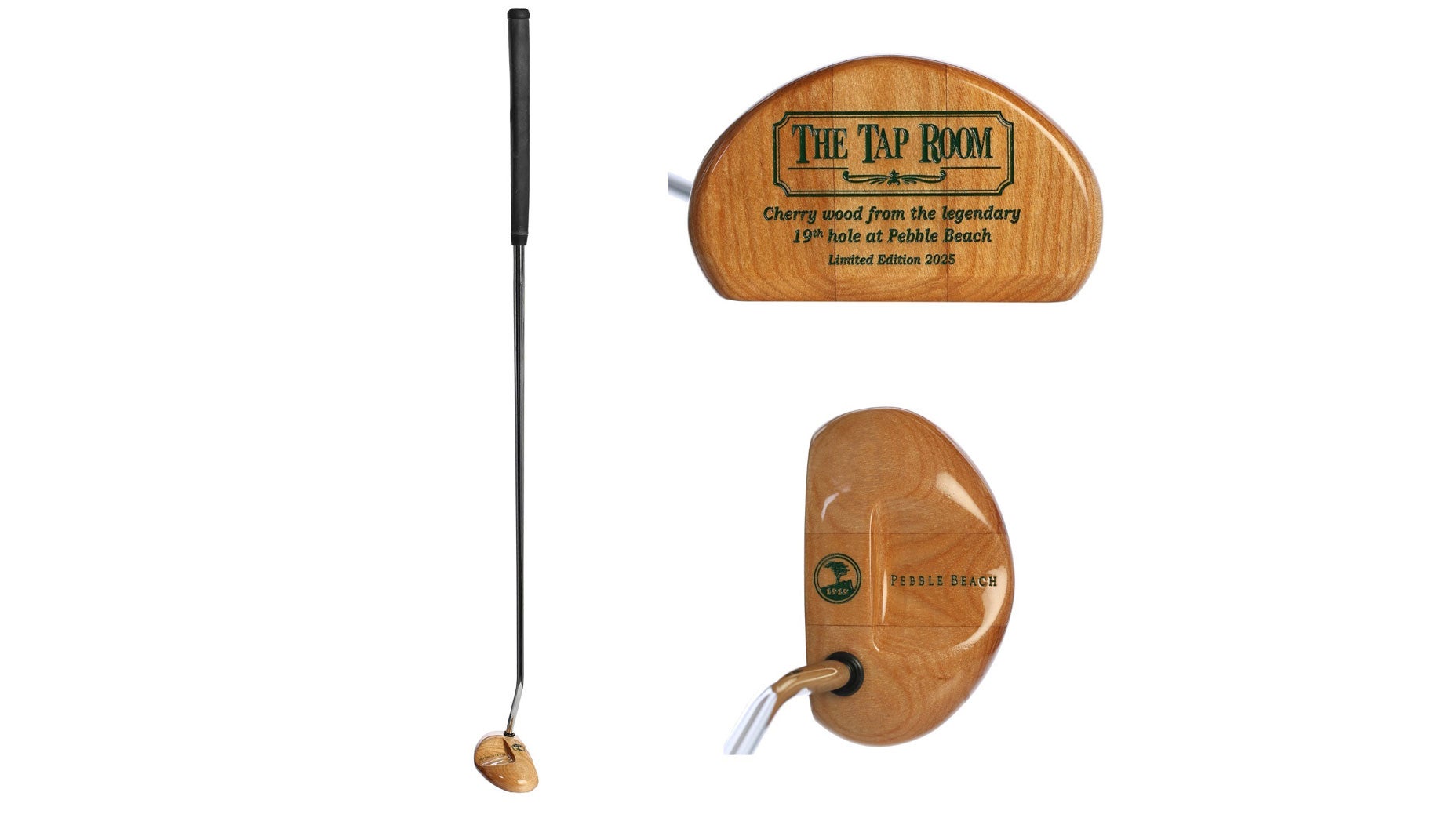 A limited-edition putter, made from reclaimed cherry wood from the Tap Room at Pebble Beach