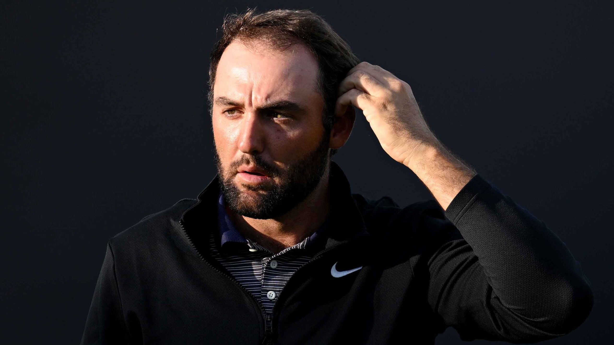 Scottie Scheffler of the United States looks across the 18th green following his round during Day Three of The 153rd Open Championship at Royal Portrush