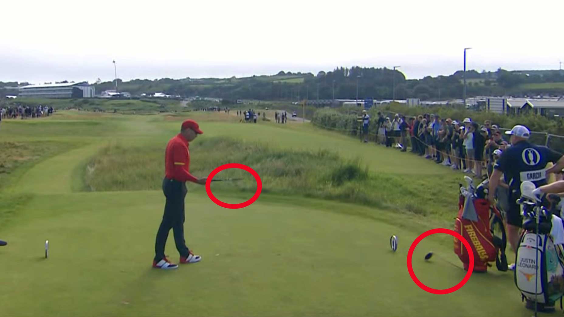 Sergio Garcia snaps his driver in anger on Sunday at the 2025 Open Championship.