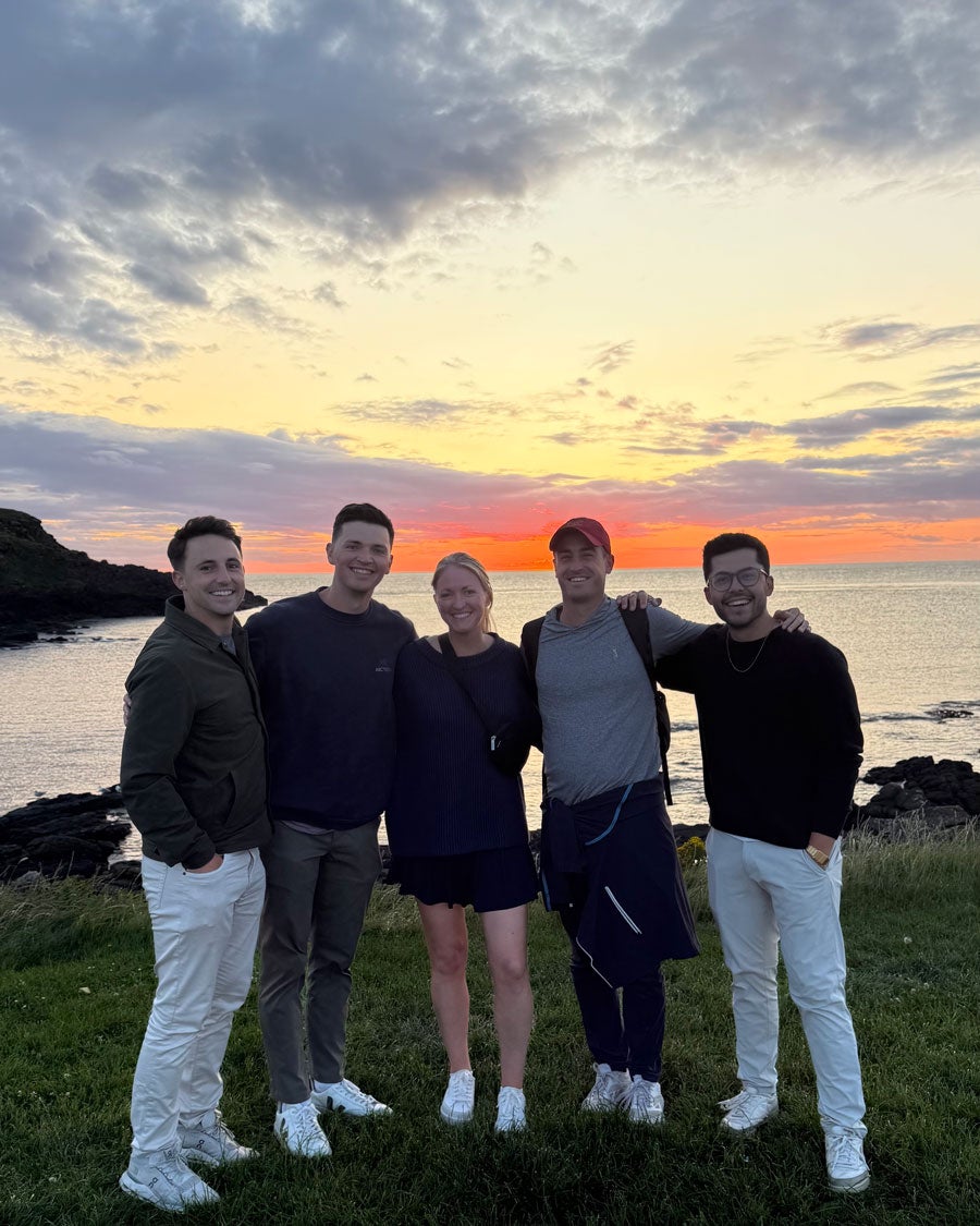 The Golf.com crew (and pals) walk around Portrush.