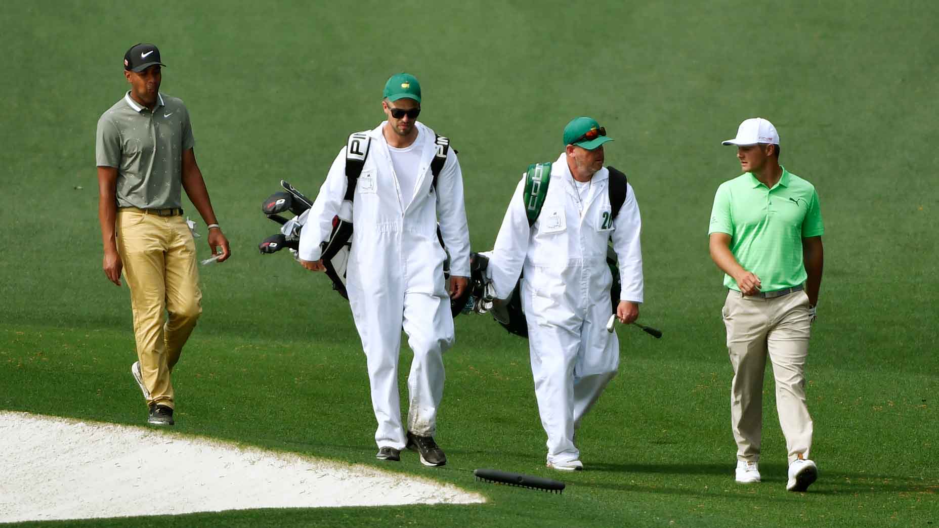 Tony Finau and Bryson DeChambeau have swapped caddies some six years after this practice round.