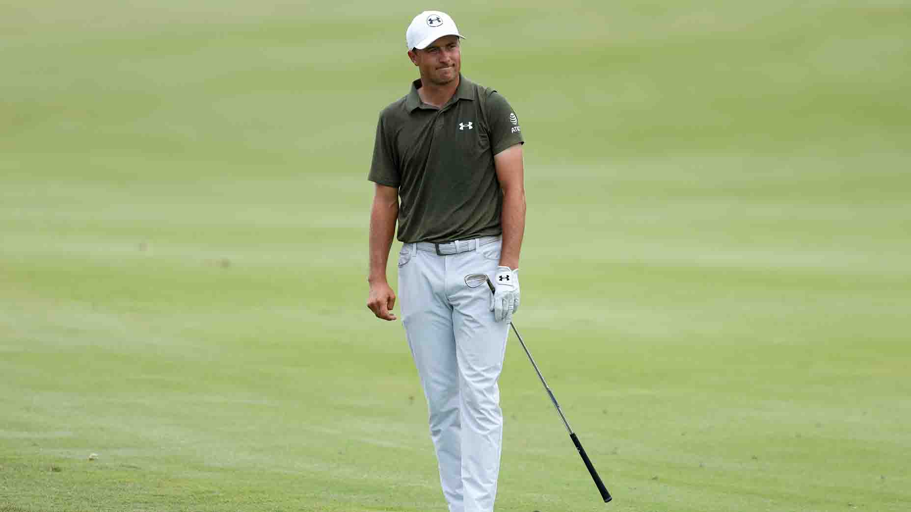 Jordan Spieth reacts to a shot during the 2025 FedEx St. Jude Championship