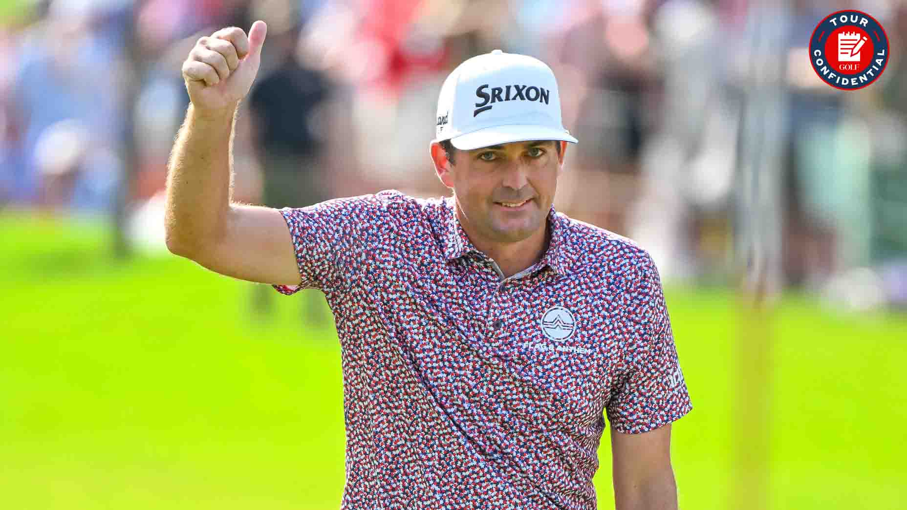 Keegan Bradley acknowledges the crowd at the Tour Championship
