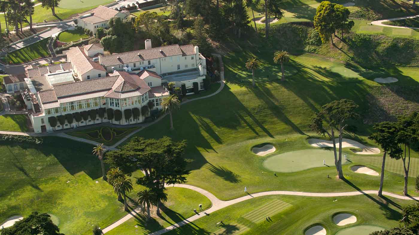 aerial view of olympic club clubhouse