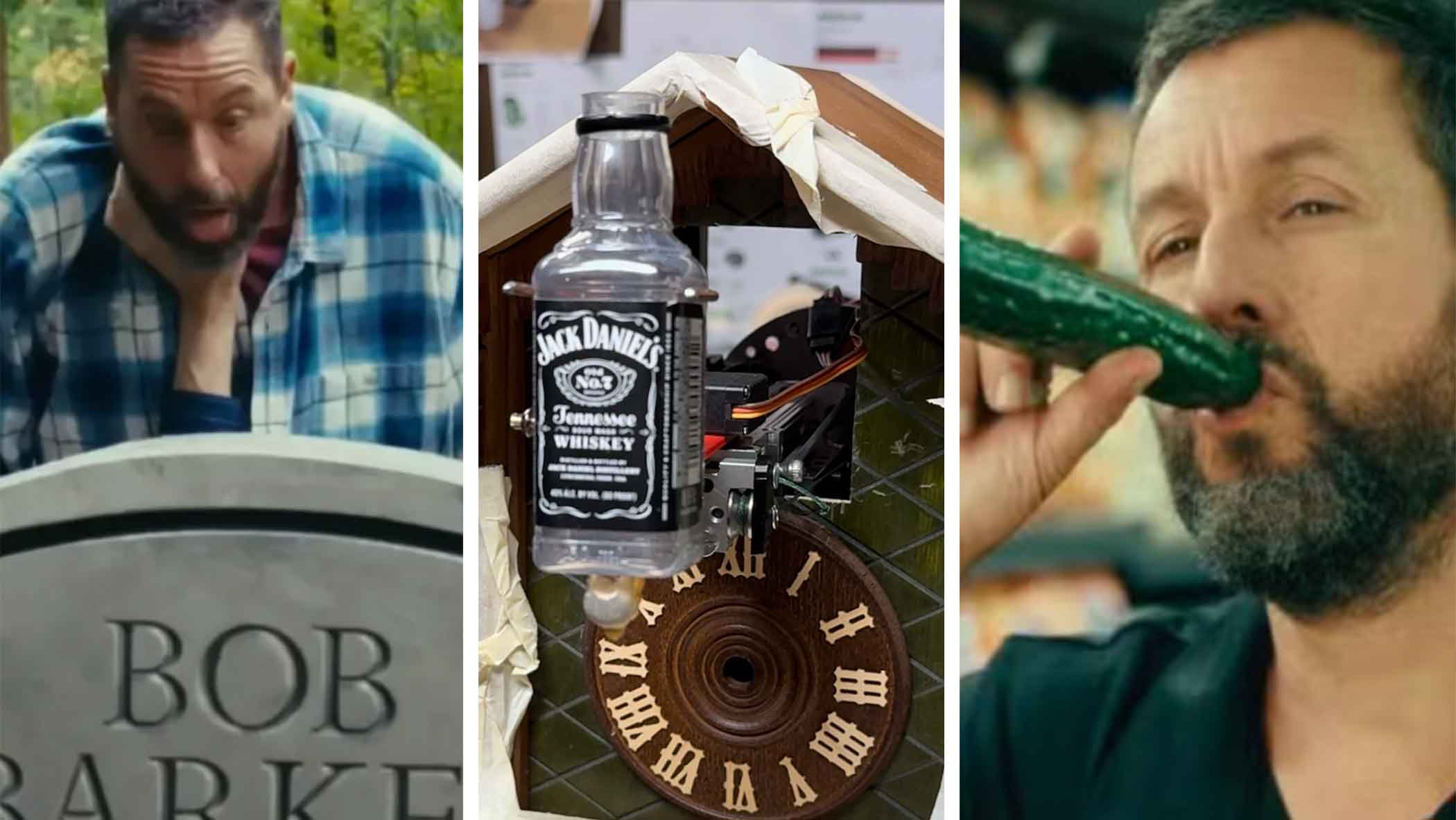 happy gilmore with various props in the film