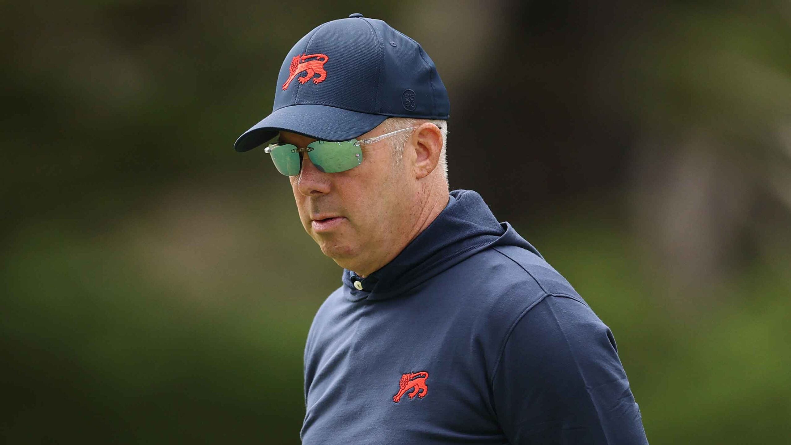 Captain Dean Robertson of Team Great Britain and Ireland looks on during a practice round ahead of The Walker Cup at Cypress Point Golf Club