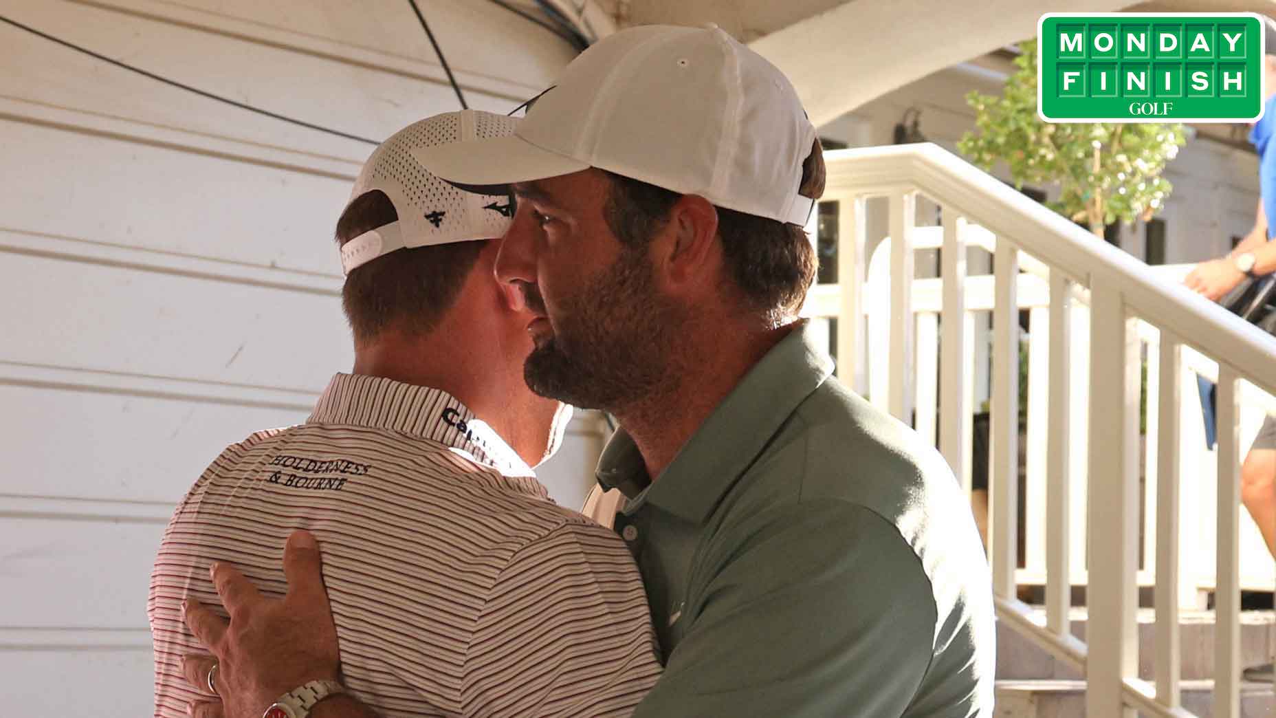 Scottie Scheffler embraced Ben Griffin after their 1-2 finish at the Procore Championship.