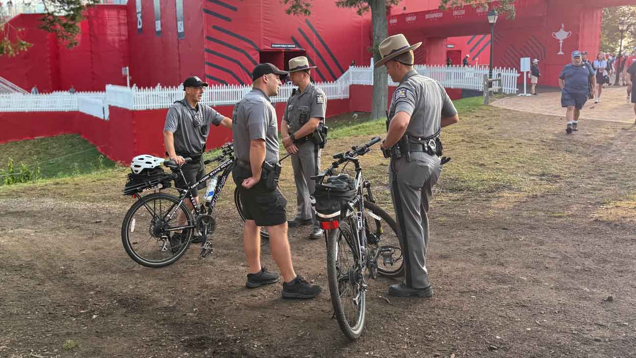 police officers on bikes at the ryder cup