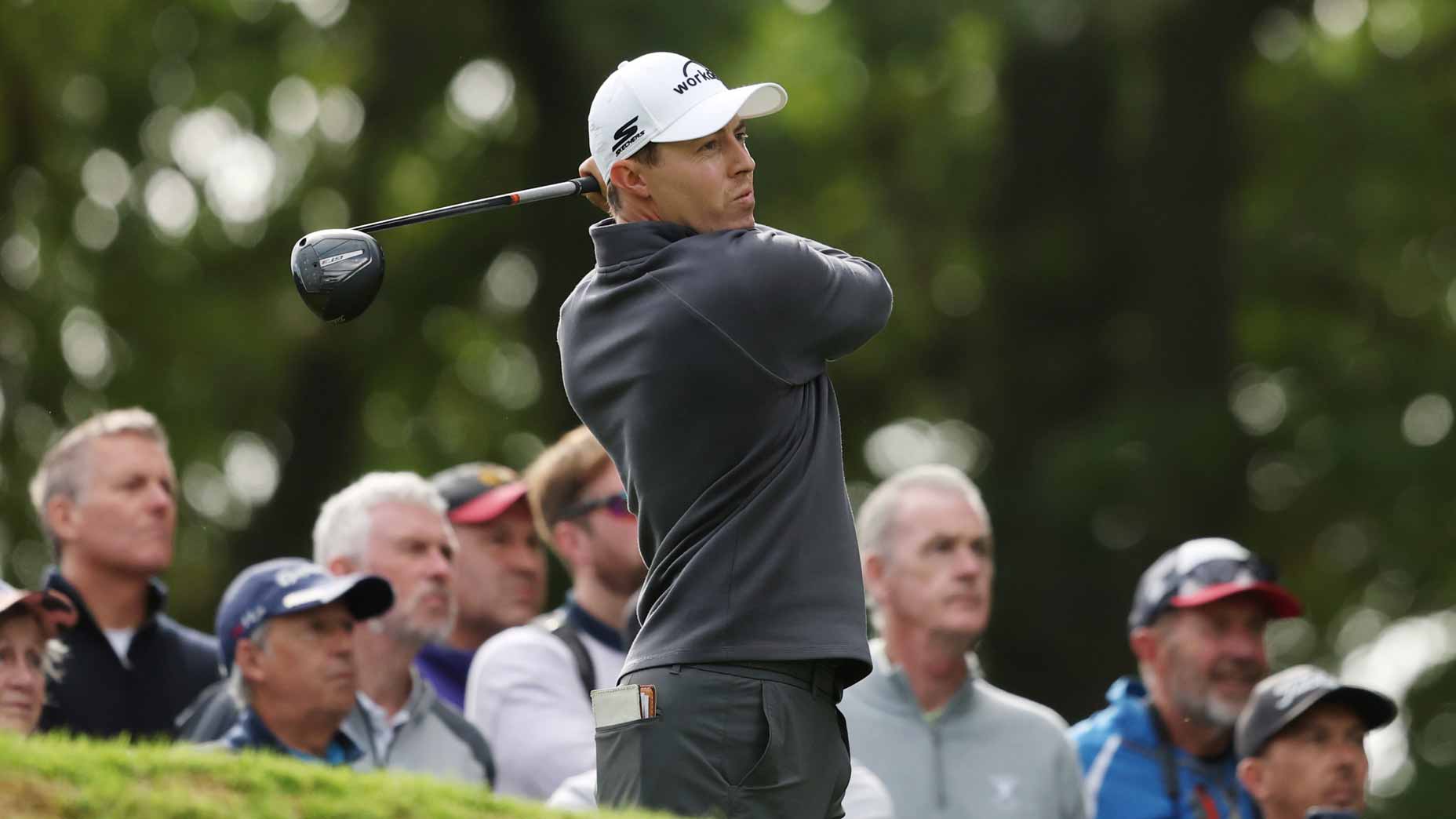 Matt Fitzpatrick hitd drive during the 2025 BMW PGA Championship at Wentworth.