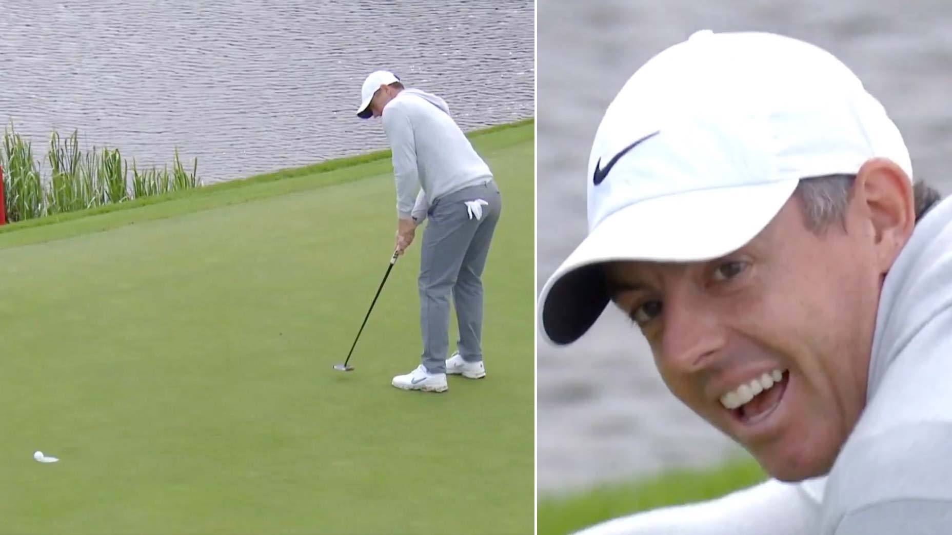 Rory McIlroy makes birdie to take 2025 Irish Open lead on Sunday.