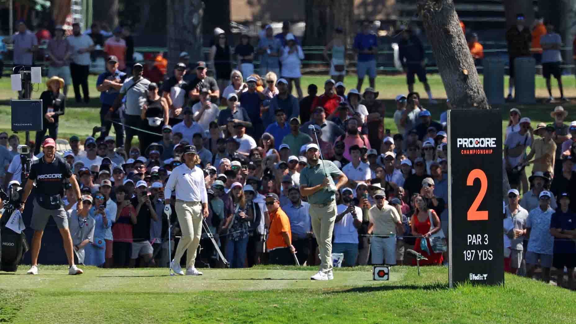 Scottie Scheffler hits a tee shot during the Procore Championship
