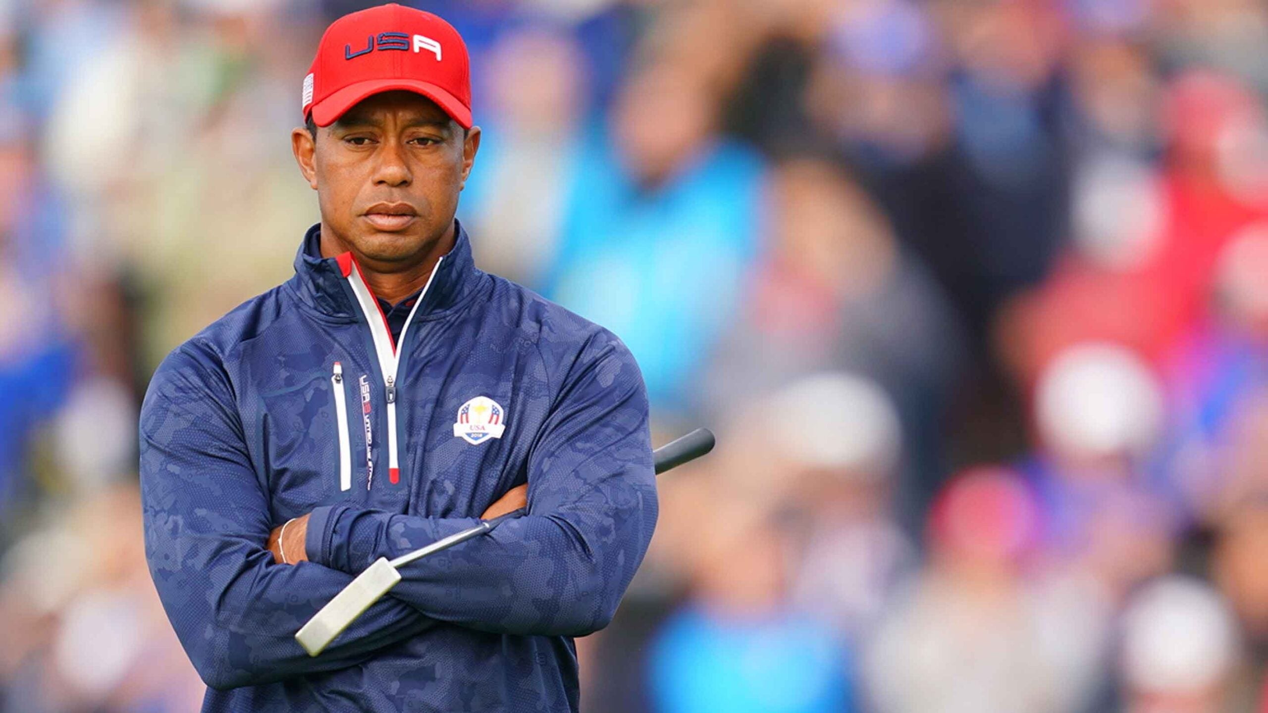 tiger woods at the 2018 ryder cup