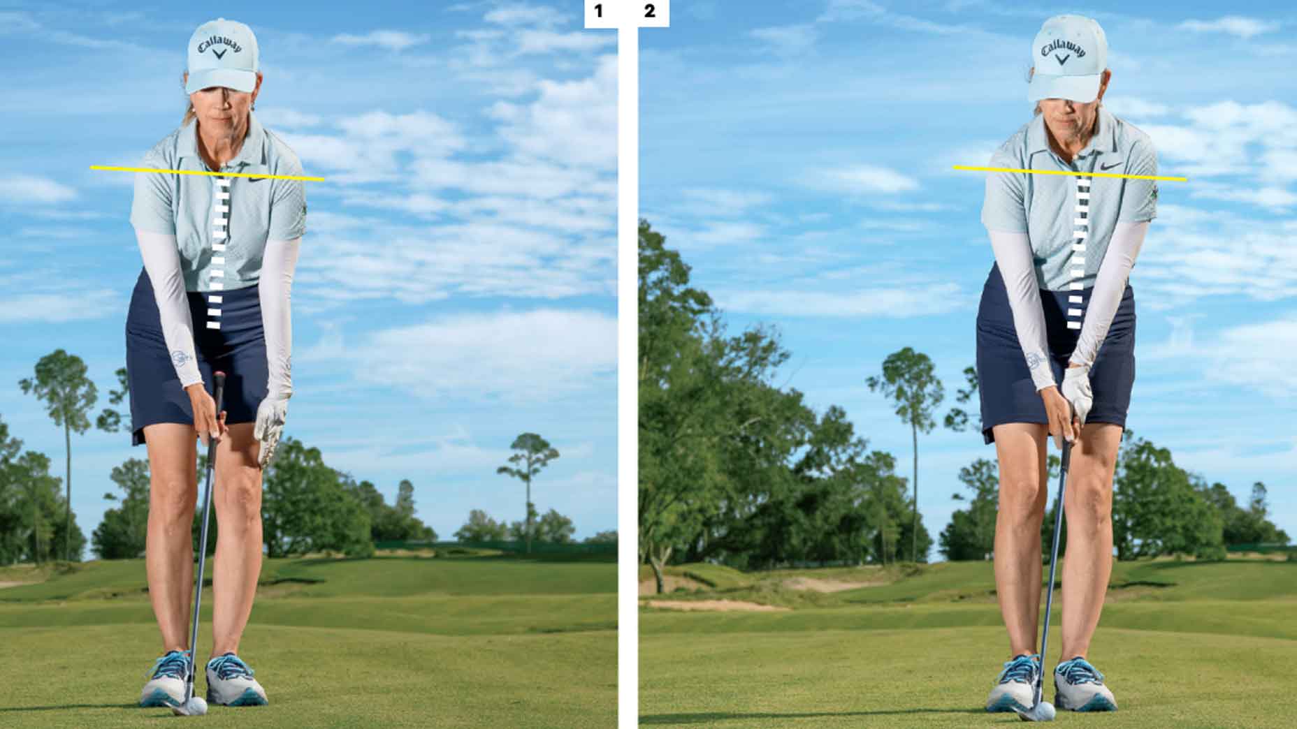 cheryl anderson demonstrates how to properly tilt your spine at address