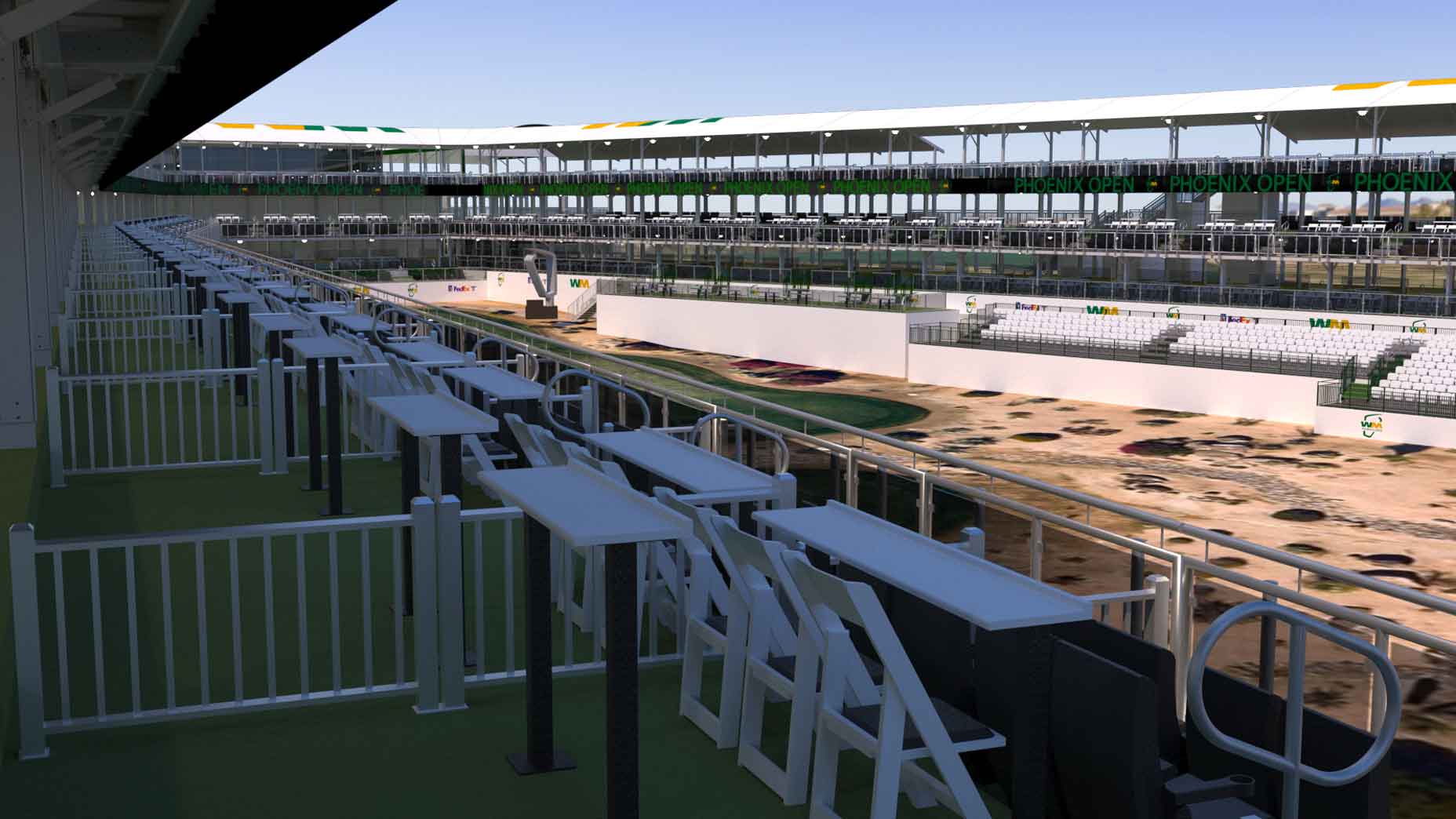 A rendering of the new hospitality suites at the 16th hole at TPC Scottsdale