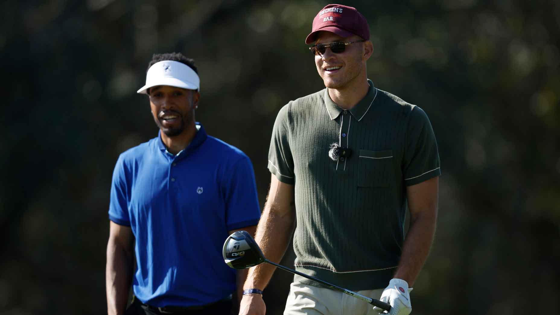 Former NBA players Courtney Lee and Blake Griffin look on from the second tee during the second round of the Hilton Grand Vacations Tournament of Champions 2025 at Lake Nona Golf & Country Club on January 31, 2025 in Orlando, Florida.