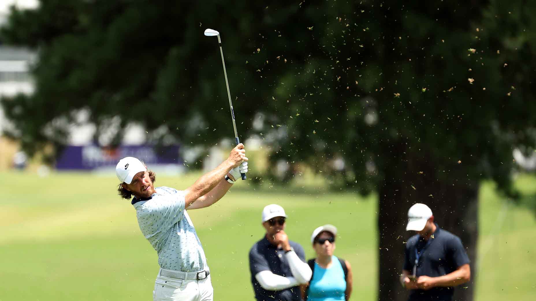 Tommy Fleetwood hits a shot during the pro-am prior to the FedEx St. Jude Championship 2025 at TPC Southwind on August 06, 2025 in Memphis, Tennessee. (Photo by Stacy Revere/Getty Images)