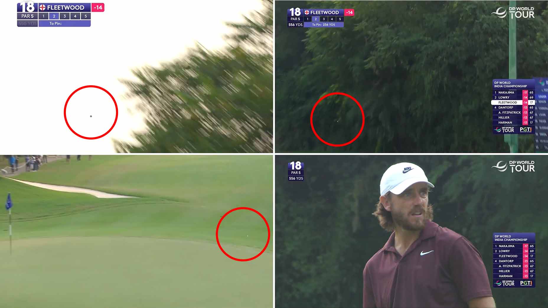 Tommy Fleetwood lucky break DP World Tour India Championship.