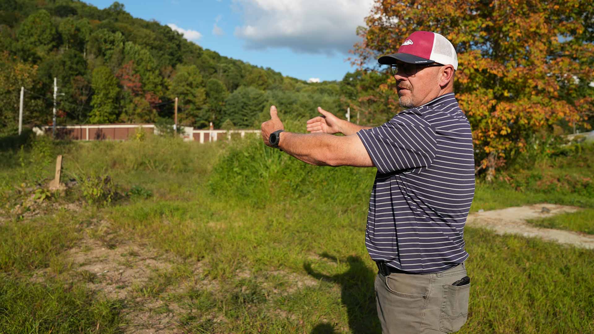 man shows hurricane damage home washed away