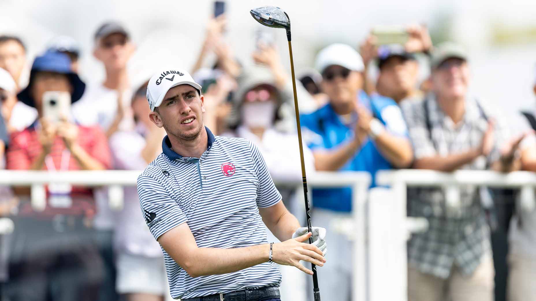 LIV phenom Tom McKibbin tees off during the 2025 Link Hong Kong Open.