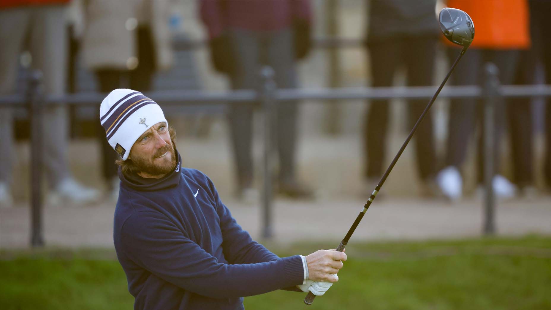 Tommy Fleetwood hits a tee shot during the Alfred Dunhill Links Championship