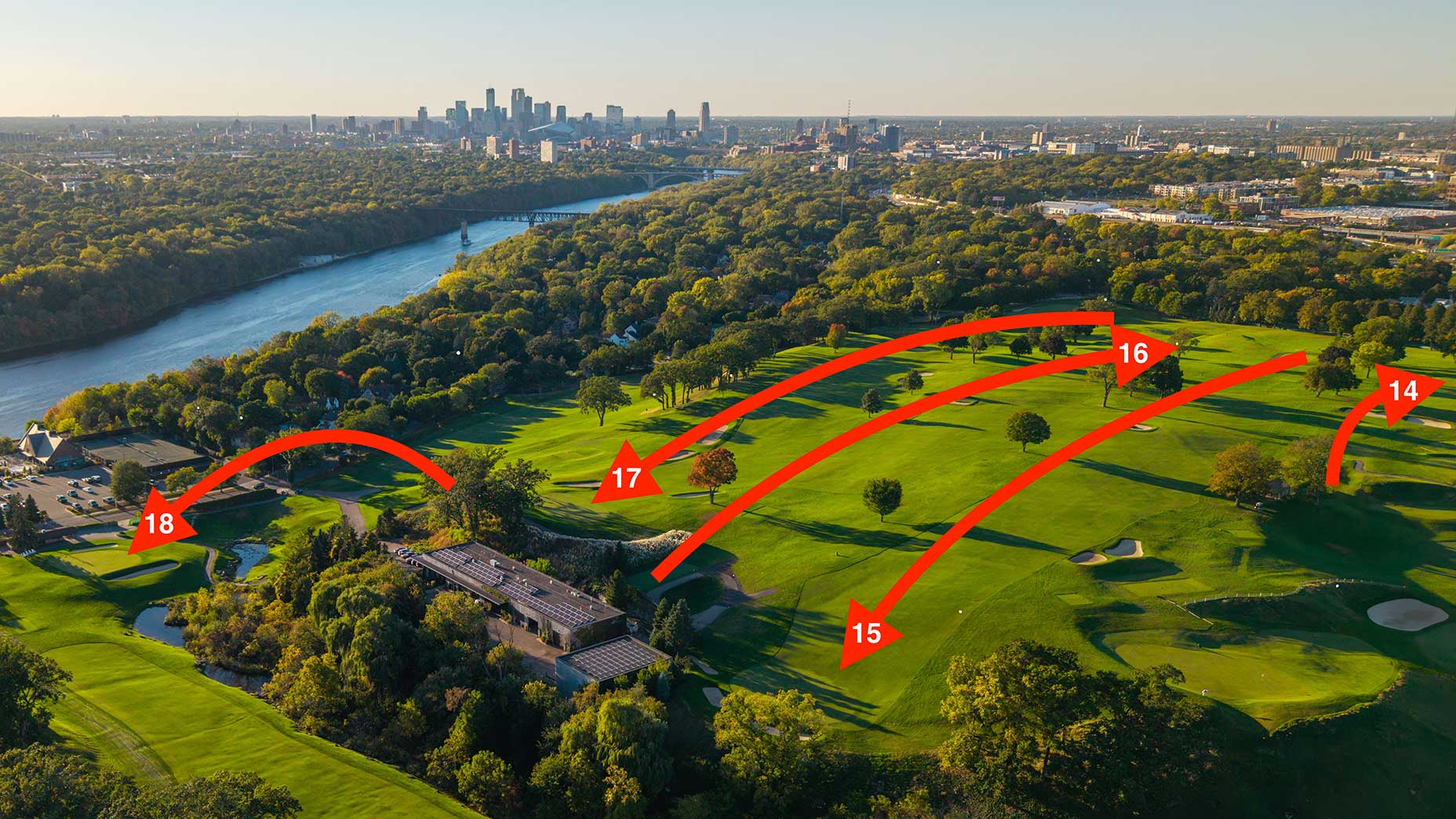 An aerial view of Town & Country Club in St. Paul, Minn.