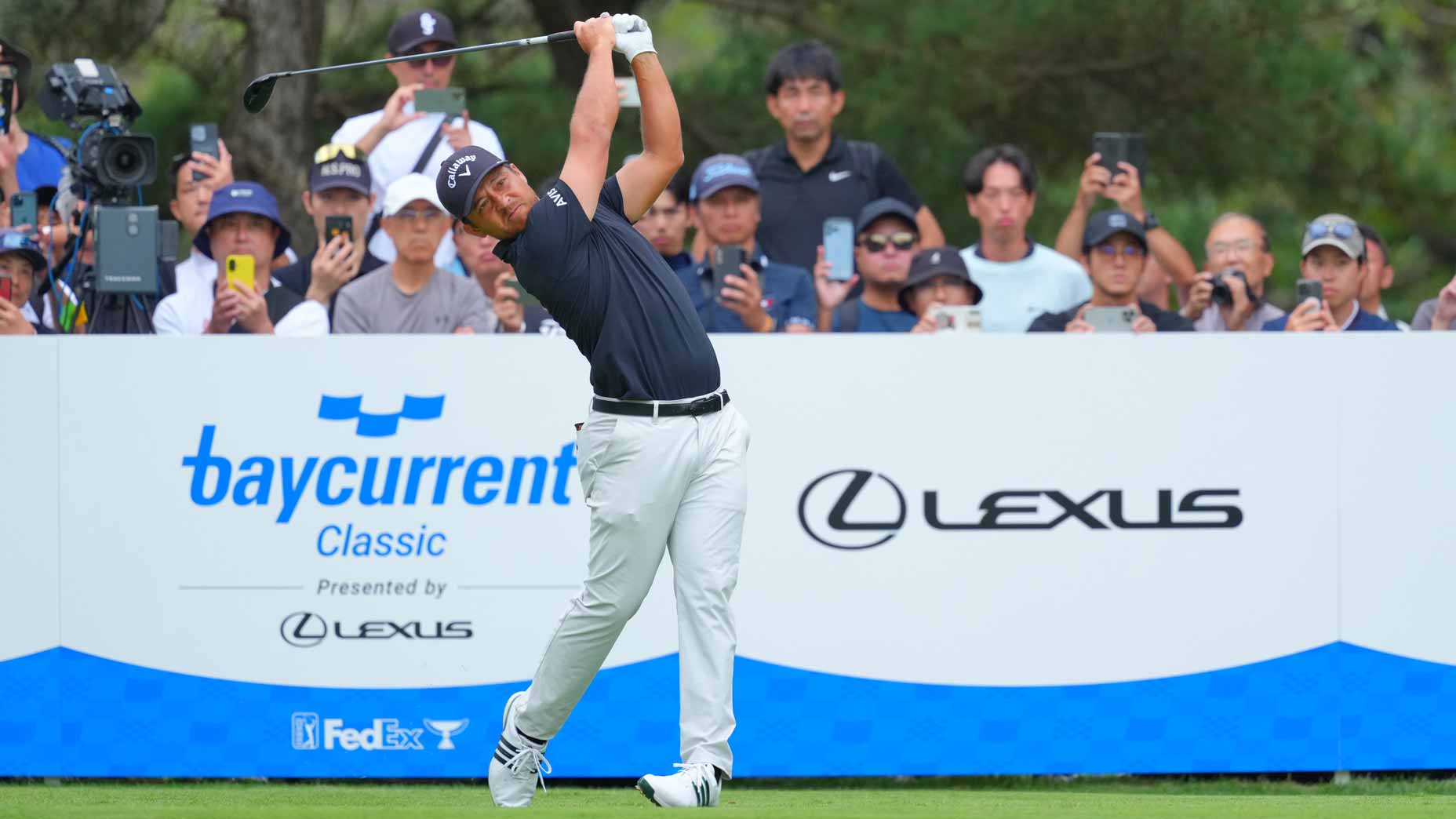 PGA Tour pro Xander Schauffele hits drive during the 2025 Baycurrent Classic.
