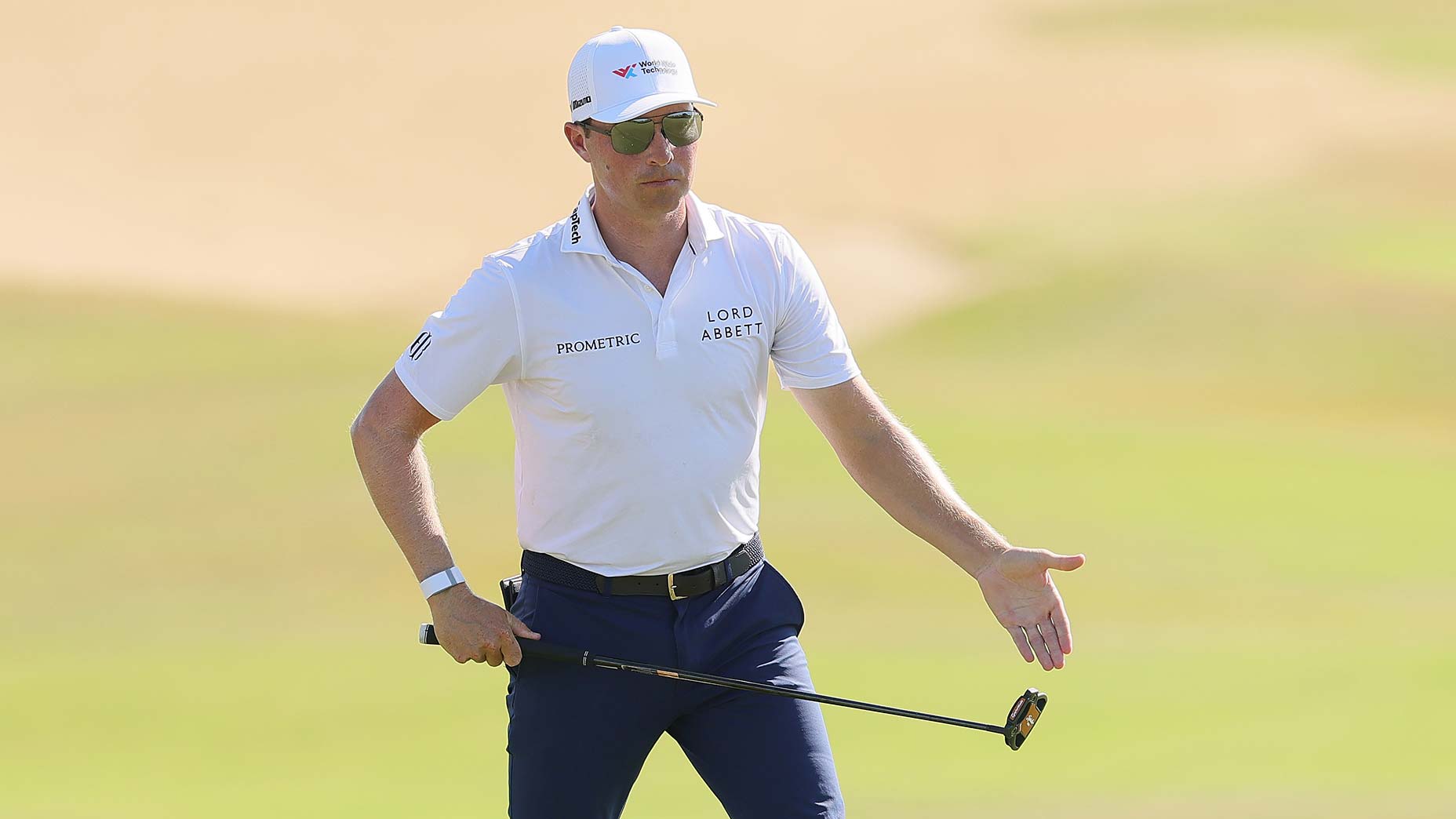 Ben Griffin of the United States lines up a putt on the 14th green during the final round of the World Wide Technology Championship 2025 at El Cardonal at Diamante on November 09, 2025 in Cabo San Lucas, Mexico.