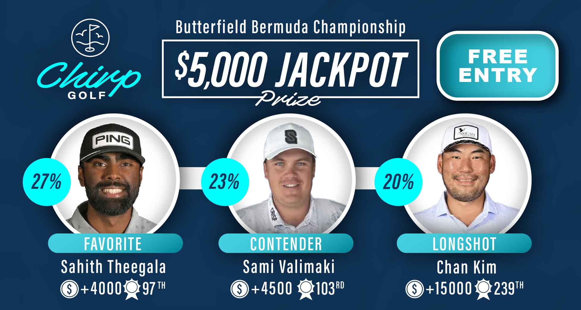 Chirp Golf player picks for the Butterfield Bermuda Championship